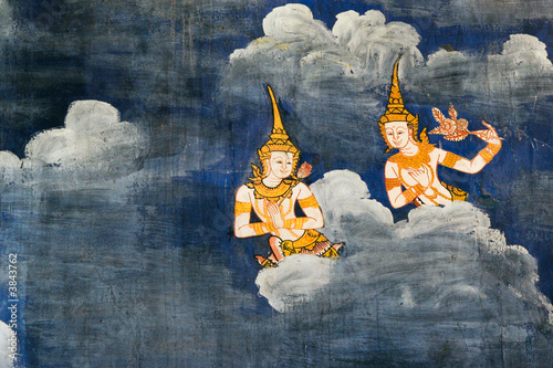 Canvas Print asian painting in a temple