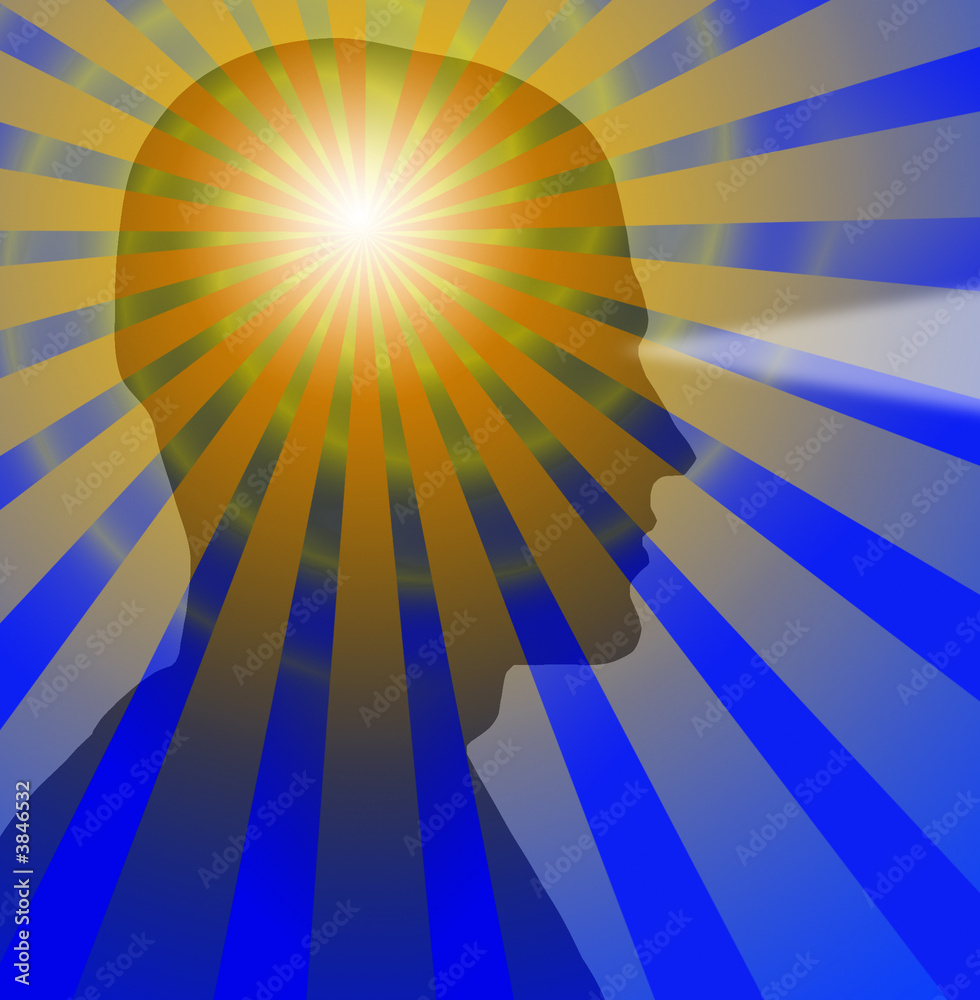 Obraz premium Beams radiate from a sillouette of a head