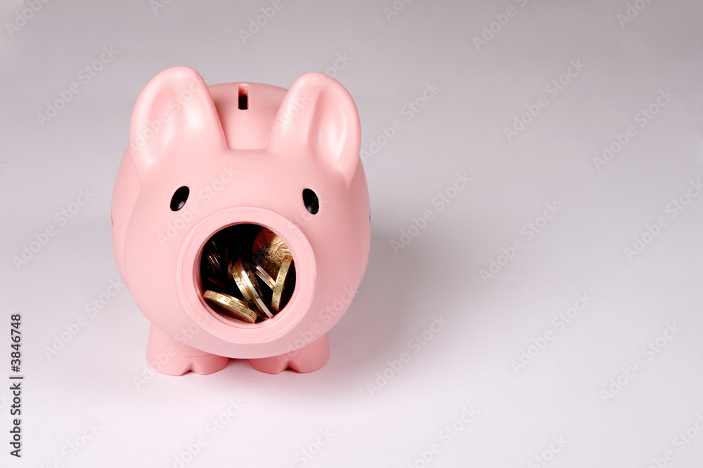Piggy bank with open mouth and coins inside. Easy to cut. Piggy bank with open mouth and coins inside. Easy to cut.