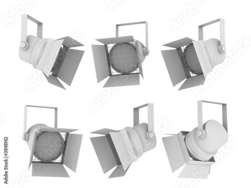 Set of images of spotlights from the different points of view
