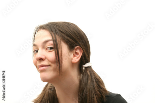 Wallpaper Mural Happy woman isolated over white background Torontodigital.ca