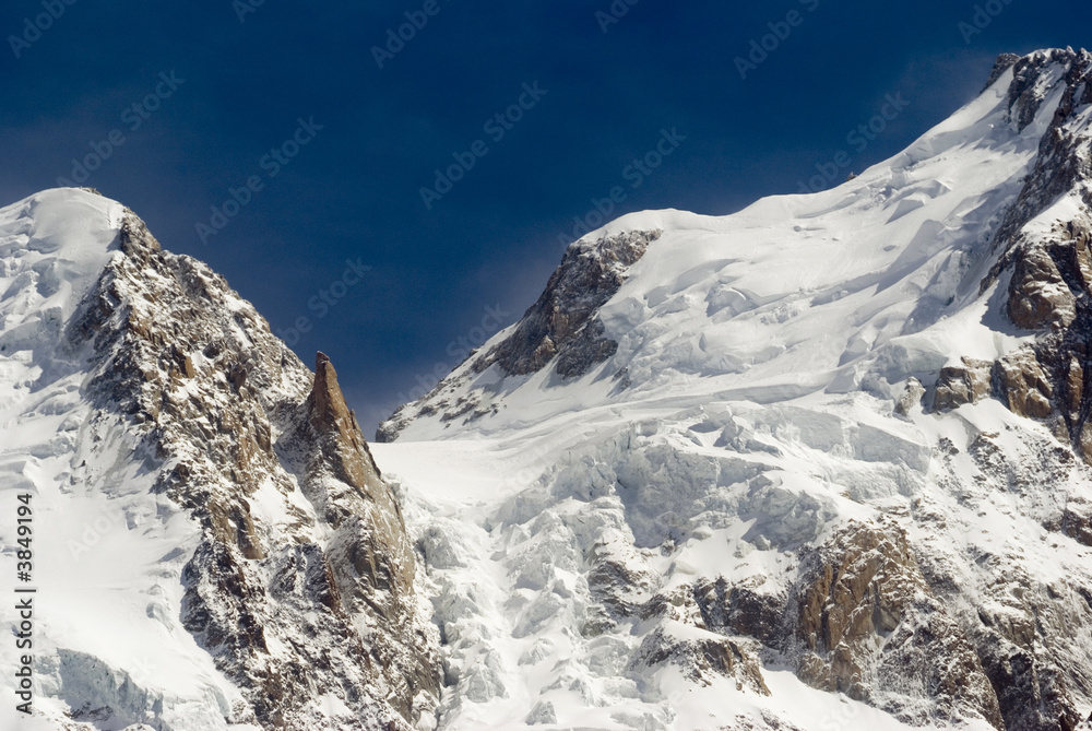 View of Mont Blanc mountain range from Aiguille Du Midi 