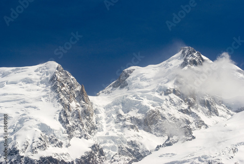 View of Mont Blanc mountain range from Aiguille Du Midi