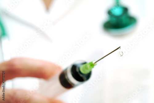Medical syringe needle drop