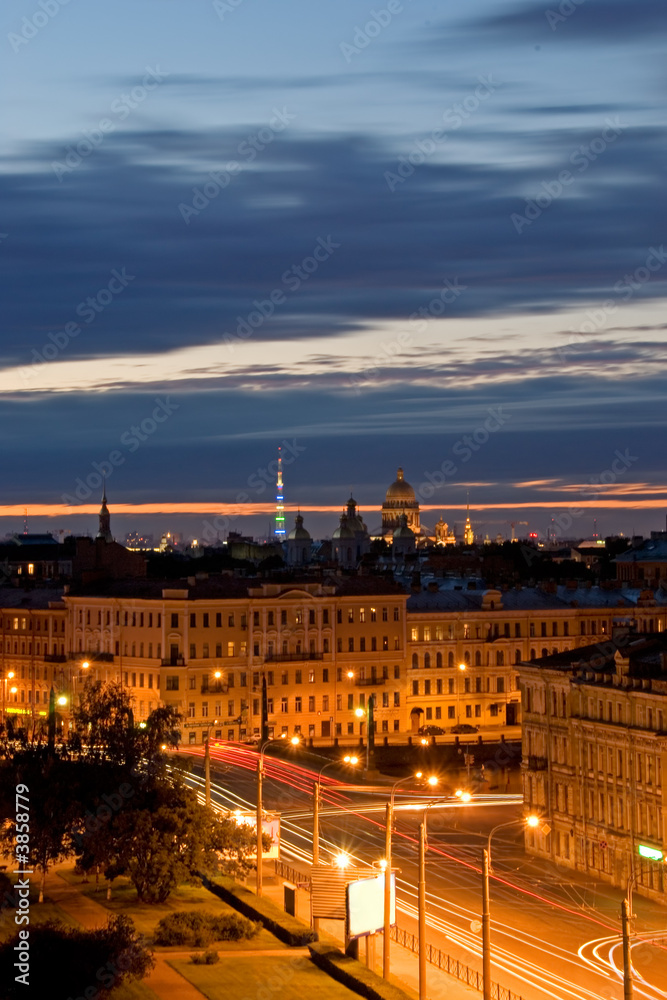 A view of Saint-Petersburg City at dusk