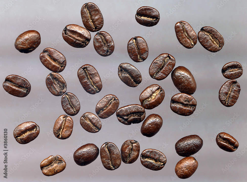 coffee-beans, particles on the cray background