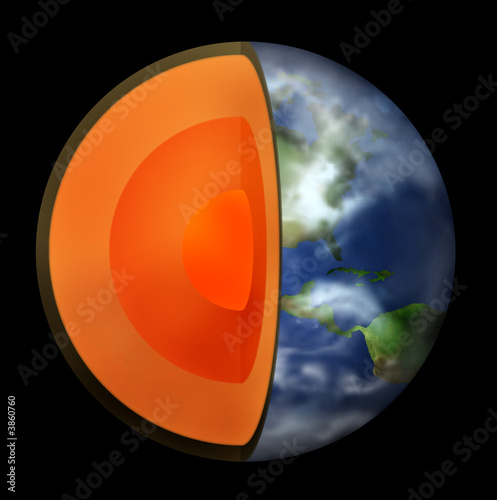 Rendered Earth with its interior exposed