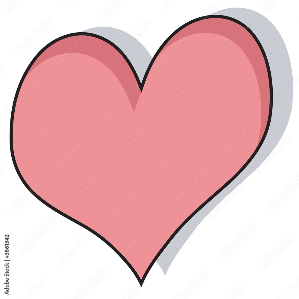 Cartoon heart with shadow background Cartoon heart with shadow background
