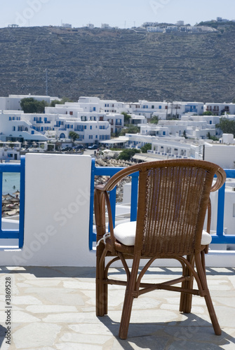 greek island view  beach  cyclades architecture  hotel  patio photo