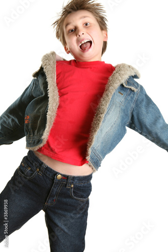 Bilde på lerret Exuberant child jumping into the air