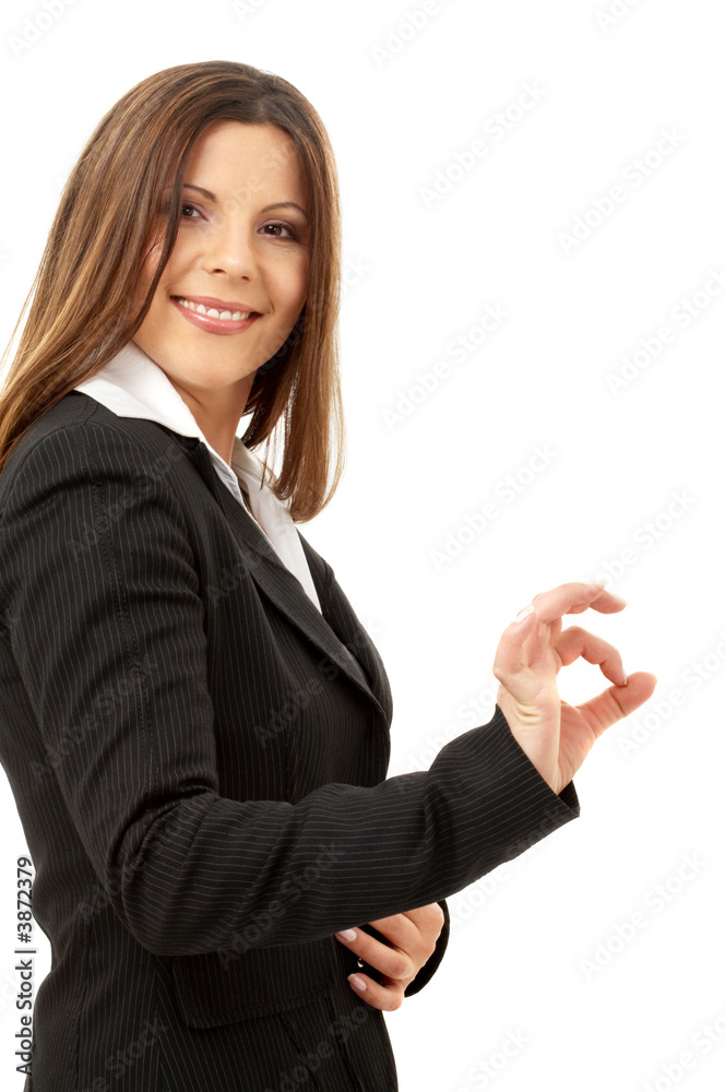 picture of happy successful businesswoman over white picture of happy successful businesswoman over white