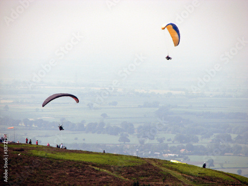 Two Paragliders Soaring