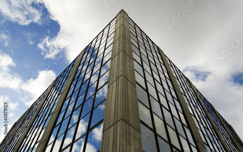 Glass building, view of an edge