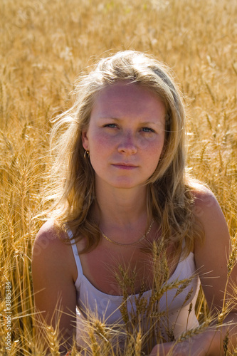 Pretty womans portrait in wheat field