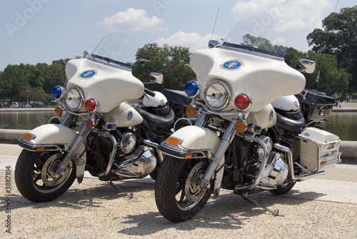 Two Secret Service motorcycles in Washington, DC.