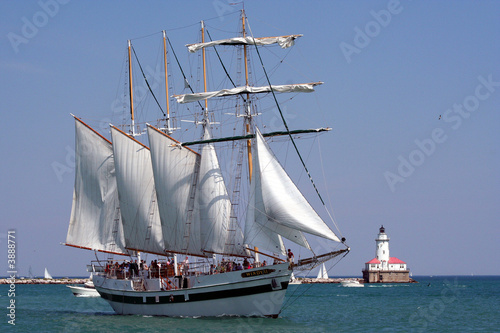 Schooner and Lighthouse photo