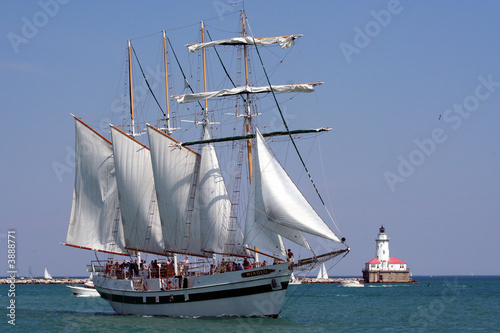 Schooner and Lighthouse