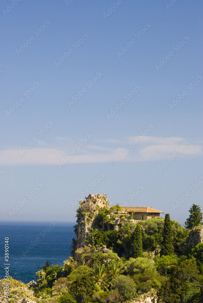 italy sicily mansion on island overlooking sea taormina view