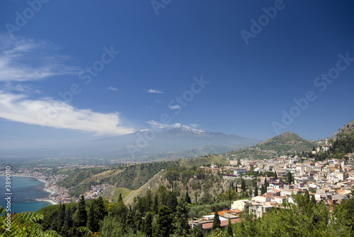taormina sicily italy panoramic view  town  mt. etna   © robert lerich