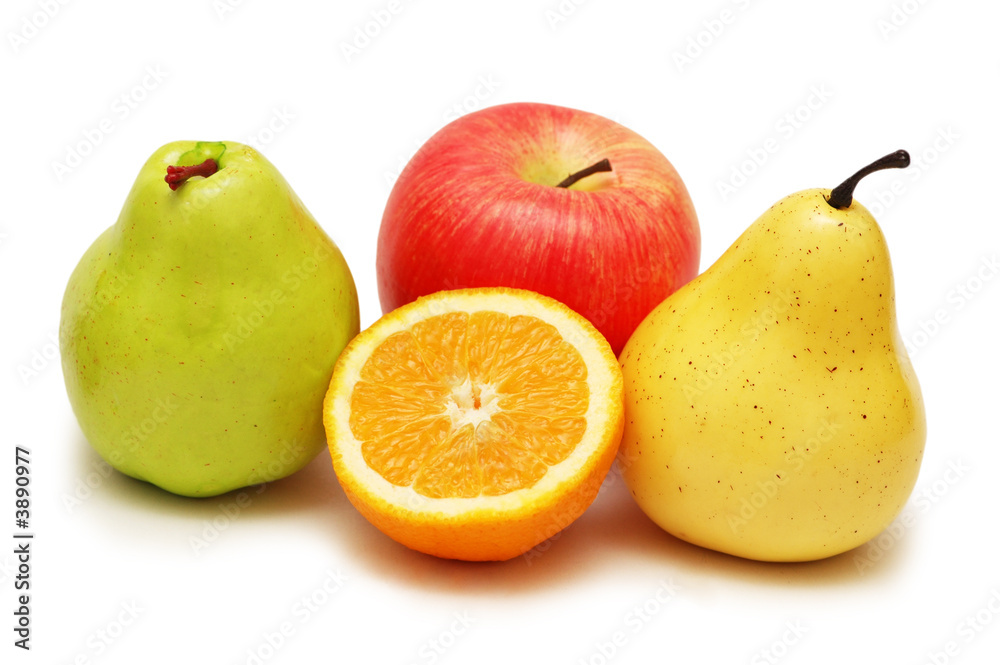 Various fruits isolated on the white background