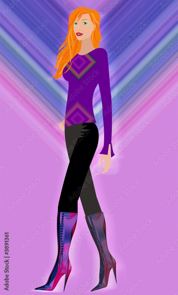 Girl walking on retro brackground, contains clipping path. Girl walking on retro brackground, contains clipping path.