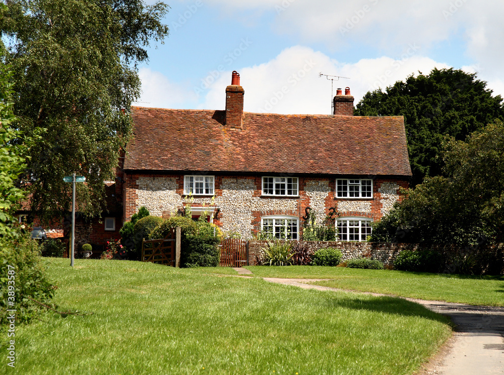 Brick and Flint House in Rural England