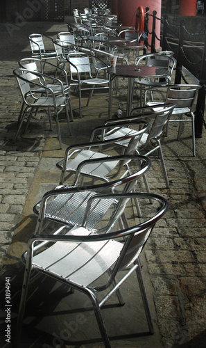 Chairs along the quayside