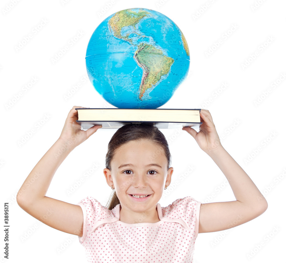 adorable girl studying in the school a over white background adorable girl studying in the school a over white background
