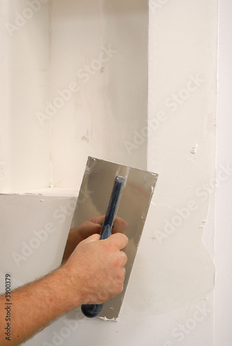 white parget on the wall