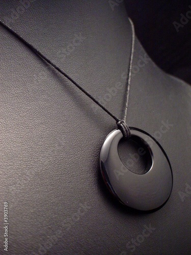 Black stone pendant necklace