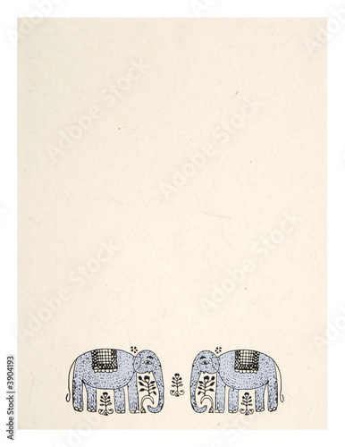 blank handmade textured paper, indian elefant print