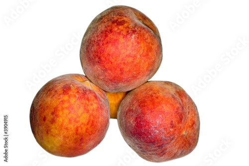 group of peaches isolated on white background