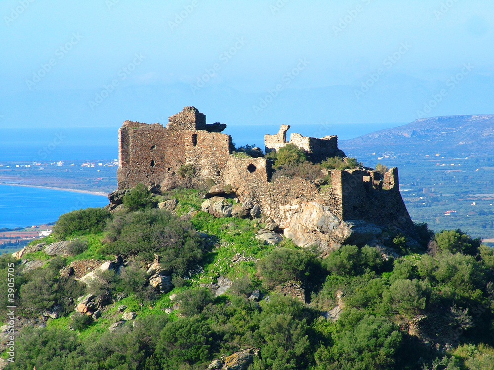 Castle ruins in rural Greece