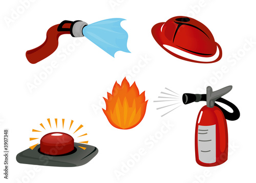 Fire Safety Icons with Clip...