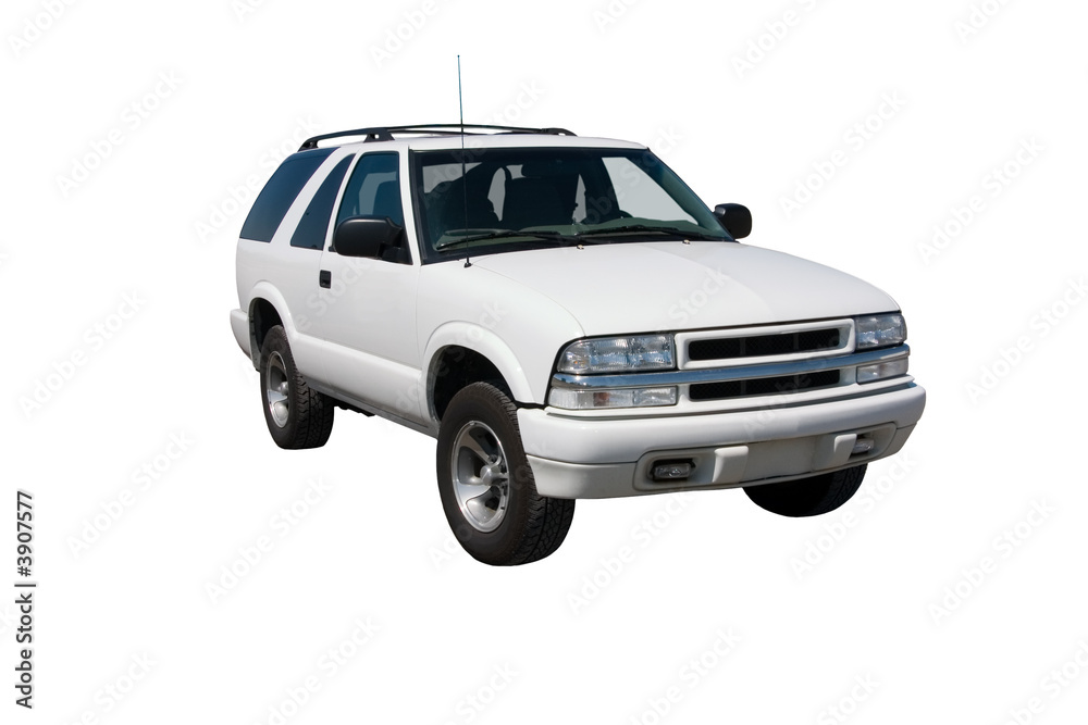 Small white sport utility vehicle isolated Small white sport utility vehicle isolated
