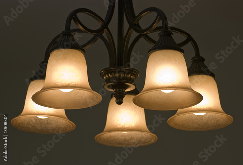 Warm light from chandelier