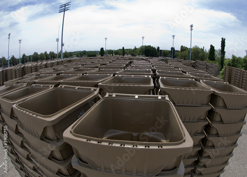 Stacked garbage containers