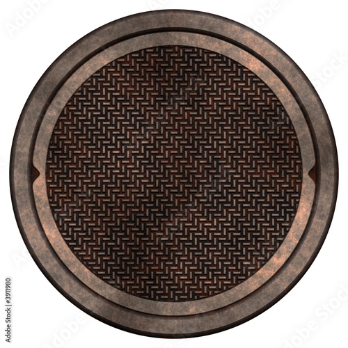 Rusty manhole cover (isolated)