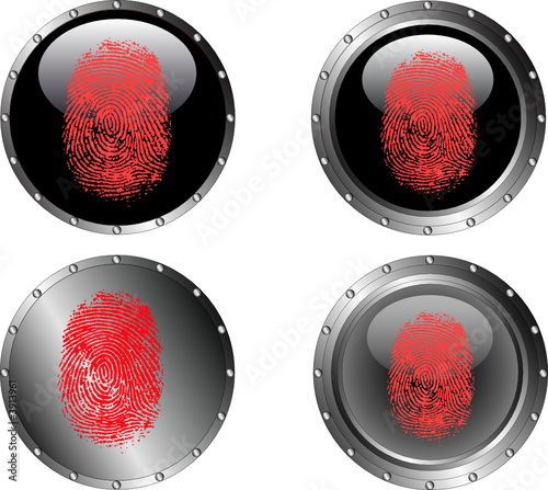 4 Black Web buttons with fingerprints on them