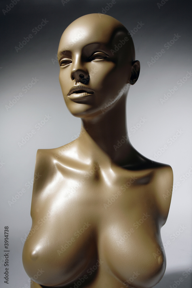 face of mannequin with red lips isolated on white background face of mannequin with red lips isolated on white background