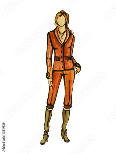 Model in orange suit