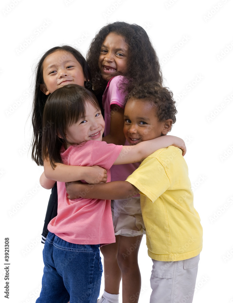 Four young kids having fun and growing up. Four young kids having fun and growing up.