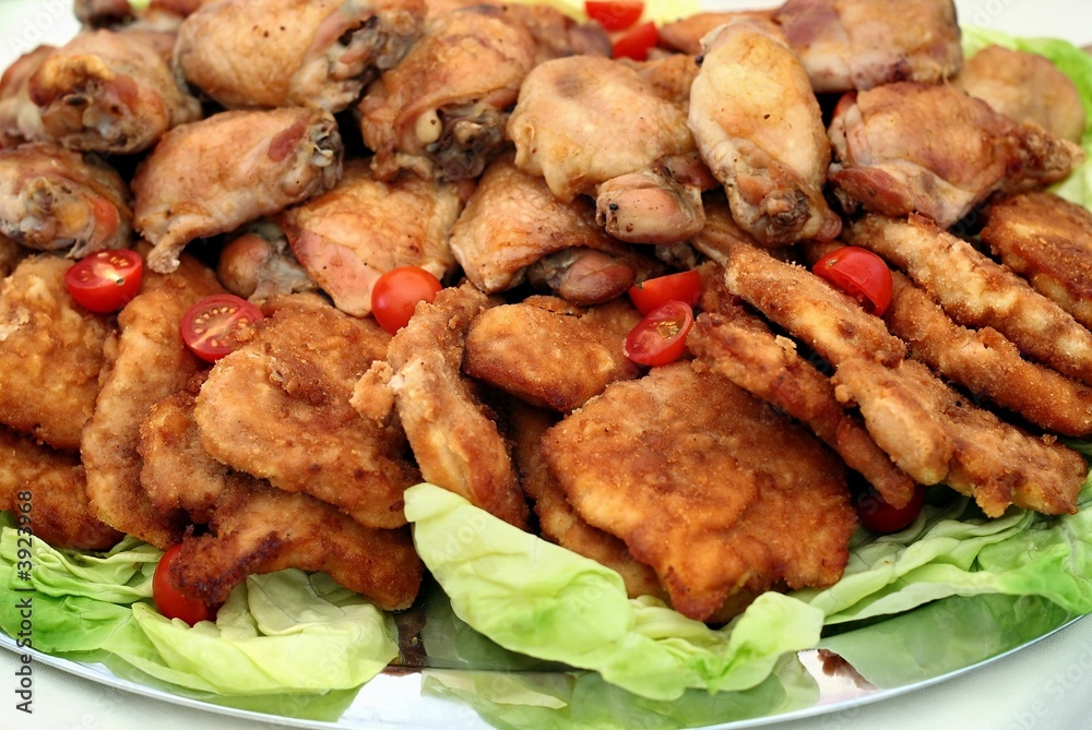 schnitzel served - delicious dinner and vegetable schnitzel served - delicious dinner and vegetable