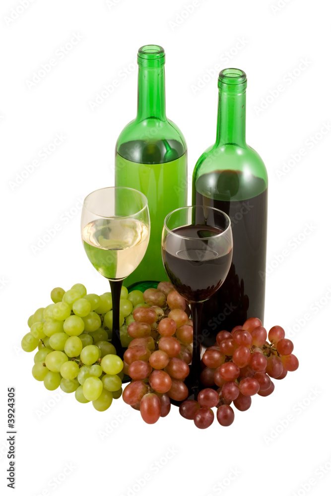 White and red wine with grape