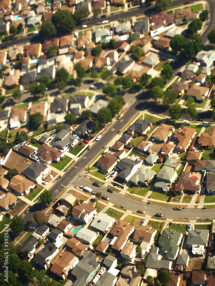 Aerial of Suburban Landscape, Los Angeles, California