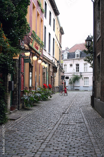 The smal street in a city of Bornem, Belgium photo