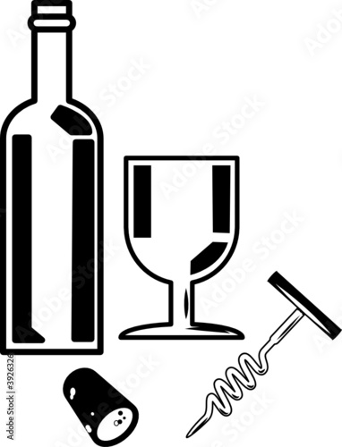 Bottle of wine and wine glass 