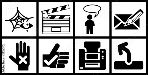 a set of black web icons