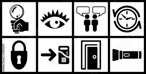 a set of black web icons