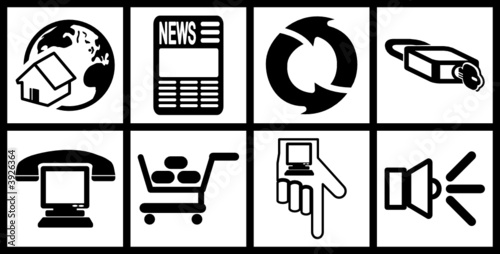 a set of black web icons